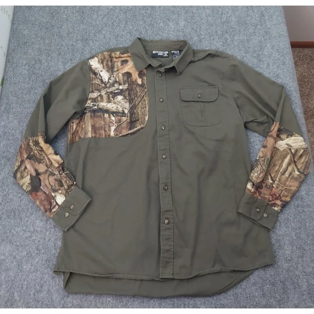 Mossy Oak Breakup Infinity Shooting Shirt Men XL Green Button Up Outdoor Hunting